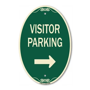 Designer Series Oval - Visitor Parking (With Right Arrow) Green & Tan - Picture 1 of 4