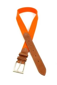 ANDREA DAMICO Herren Orange Canvas Ledergürtel Gr. 90 Italien - Bild 1 von 6