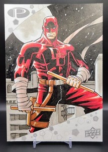 DAREDEVIL Oversized 5x7 inch On-Card Sketch #1/1 -2023 Upper Deck Marvel Premier