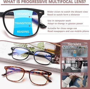 Progressive Multifocal anti Blue Light Reading Glasses for Women and Men Fash... - Picture 1 of 1