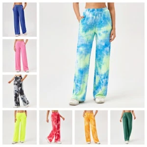 Women Long Loose Straight Pants Breathable Sports Elastic Running Fitness Pants - Picture 1 of 21