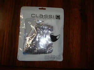 Bling Bling Fashion Full Silver Sequin Cotton Face Mask  NEW - Picture 1 of 3