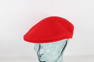 NOS Vintage 90s Streetwear Kangol Blank Wool Cabbie Newsboy Cap Hat Red Large