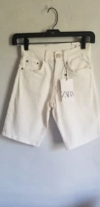 Zara Kids Apparel Skate Mood White Denim Shorts Size 9 Years Old - Picture 1 of 9