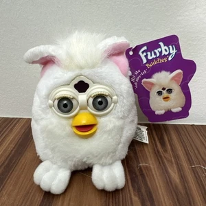 Vintage 1999 BIG DANCE Furby Buddies White Plush Bean Bag Tiger Electronics 4" - Picture 1 of 6
