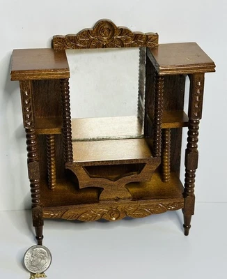 Casa de muñecas vintage miniatura madera ornamentada Etagere 1:12 Foto 1 de 4