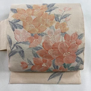 Vintage Nagoya Obi Light Pink Silk Branch Flower Excellent - Picture 1 of 5