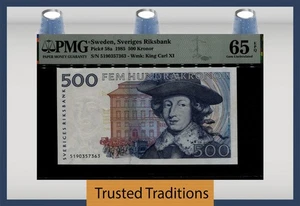 TT PK 58a 1985SWEDEN 500 KRONOR SVERIGES RIKSBANK PMG 65 EPQ GEM UNCIRCULATED - Picture 1 of 2