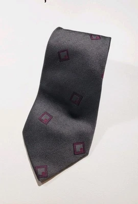 Vtg Giorgio Armani Tie 56"  Dark Gray Purple Red Geometric Abstract Silk Italy - Image 1 of 4