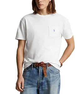 Polo Ralph Lauren Men Classic Fit Cotton Linen Pocket Tee White Size L - Picture 1 of 7