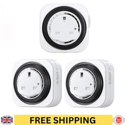 24 Hour Plug In Socket Timer Switch Jewenwils Programmable Mechanical 3 Pack New - Image 1 of 4