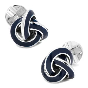 Sterling Blue Enamel Knot Cufflinks - Picture 1 of 5
