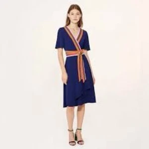 Abito Tory Burch Peggy Color Block blu navy avvolgente taglia 0 - Foto 1 di 9