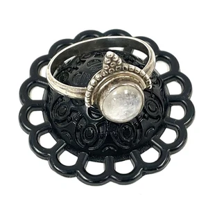Sterling Silber Ring rund Mondstein Größe 7 1/4, 2,82 g - Bild 1 von 6