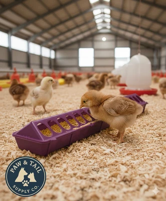 Alimentador de tierra para aves de corral con tapa abatible de plástico Little Giant de 20", paquete de 2 pollos morados Foto 1 de 4