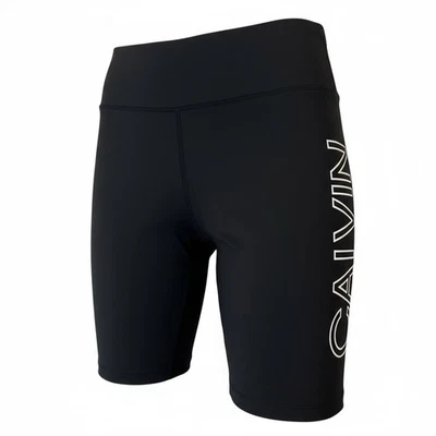 Calvin Klein черный работает велосипед шорты, женщин M, высокая талия, телефон карман, тренажерный зал - Изображение 1 из 4