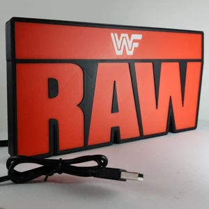 WWF RAW Retro Lightbox Sign-3D printed, USB Powered, Wrestling Fan Collectible - Picture 1 of 5