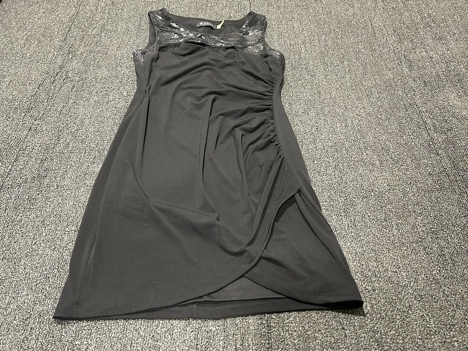 Vestido midi plisado brillante negro sin mangas GUESS para mujer 6 Foto 1 de 4