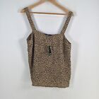 New Sportsgirl Womens Cami Tank Top Size 14 Brown Spotted Sleeveless 066963