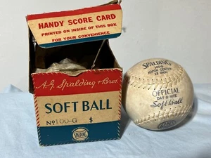 Vintage  A.G. SPALDING & BROS Kapok Center 12" Day & Nite Softball #100-G w/Box - Picture 1 of 14