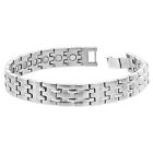 New Silver Tone Magnetic Therapy 8.75 inch Men&#39;s Stainless Steel Bracelet