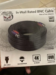 Night Owl 100ft In-Wall BNC Video & Power Extension Cable w/ Extension Adapter - Picture 1 of 1