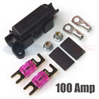 1 x Midi Car Inline Fuse Holder With 2 x 100 Amp Fuses Terminals And Heat Shrink