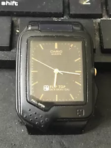 Orologio Uomo Casio FTP-30 Flip Top Quadrante Nero Calcolatrice Banca Dati, Funzionante (#1841) - Foto 1 di 13