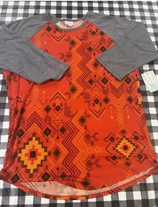 Lularoe Randy 2X XXL 2XL Orange Tribal Aztec Neu mit Etikett - Bild 1 von 3