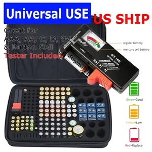 Battery Organizer Case with Tester, Storage Holder for Batteries, Garage Box - Picture 1 of 12