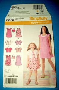 Girl Simplicity 2270 Pattern Summer Dress Jacket Bag UNCUT Size 3 4 5 6 OOP EASY - Picture 1 of 6