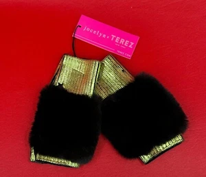 Guantes Jocelyn & Terez New York Foil Sin Dedos en Piel Sintética Negro Lima OS NUEVO CON ETIQUETAS - Imagen 1 de 8