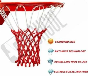 Ultra strapazierfähiges Basketballnetz - passt für Innen- oder Außenfelgen - rot & weiß - Bild 1 von 3