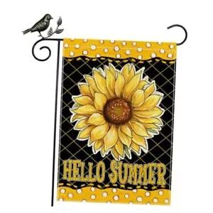 Hello Summer Garden Flag 12.5 x 18 Inch, Floral Sunflower Double Sided Small - Picture 1 of 7