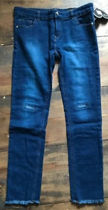 XOXO Girl's Jeans-Pants-Size 16-Dark Wash-NWT-Retail $34.00-Stretch-Rhinestones - Picture 1 of 8
