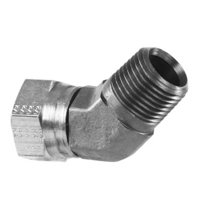 PWO 1503-04-04 1/4 NPT Male X 1/4 NPSM Swivel 45 Degree Elbow Hydraulic 1503-4-4
