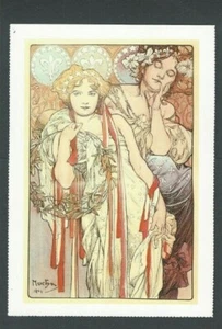 1986 Post Card Alphonse Mucha Friendship 1904 Repo 6 X 4" - Picture 1 of 1