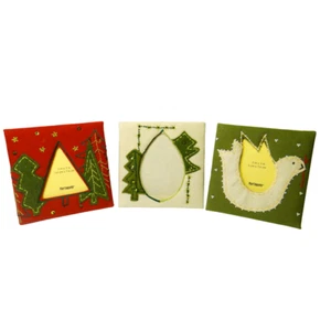 3 Pier 1 Desktop Holiday Picture Frames Beaded Felt Bird Dove Christmas Trees - Picture 1 of 12