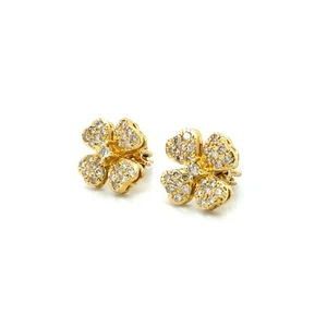 Diamant vierblättrige Klee Ohrringe, 18 Karat Gelbgold - Bild 1 von 3