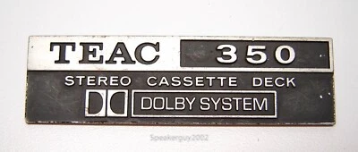 Logotipo/emblema/emblema vintage de metal TEAC 350 cassete deck - Imagem 1 de 2