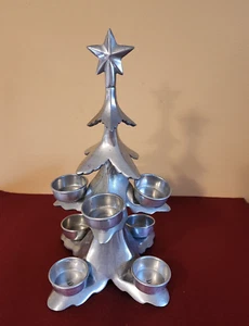 12" Cast Metal Christmas Tree 8 Votive Candle Holder Pottery Barn - Picture 1 of 3