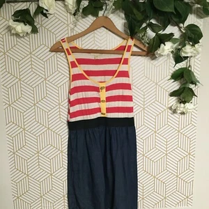 Vestido sin mangas Forever XXI multicolor marinero cuello redondo pequeño - Imagen 1 de 7