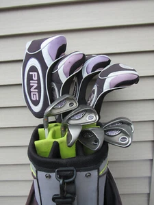 LH Ladies Ping Rhapsody Driver 3 5 7 Woods Irons Golf Bag 13 PC Set 100% Women's - Picture 1 of 7
