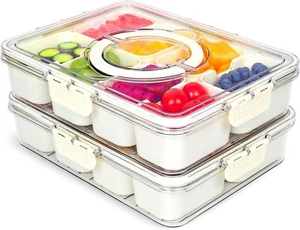 2pack-8 Compartment Snack Box Charcuterie Container Portable Snack Box Travel - Picture 1 of 4