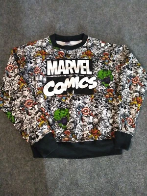 Womens XS Marvel Crewneck Sweatshirt Comic Book All Over Graphic Hulk ,Iron-Man - Image 1 of 4