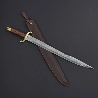 Espada vikinga de acero Damasco forjada a mano personalizada espada vikinga hecha a mano con funda Foto 1 de 3