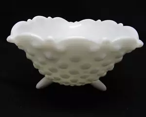 Cuenco de vidrio de leche Hobnail prensado de 3 dedos por L. E. Smith borde festoneado 5 1/4"x 3" - Imagen 1 de 5