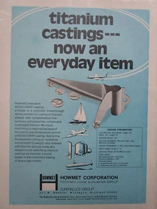 9/72 PUB HOWMET GAS TURBINES COMPONENTS PECHINEY MONO GRAPH CASTING TITANIUM AD - Imagen 1 de 1