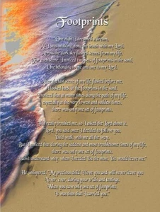 New Plush Footprints in the Sand Throw Gift Blanket Sherpa Spiritual Poem Jesus - Picture 1 of 5