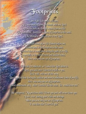 New Plush Footprints in the Sand Throw Gift Blanket Sherpa Spiritual Poem Jesus - Image 1 of 4